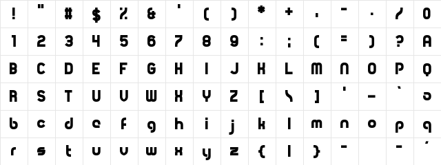 Drowsy Regular  glyph index