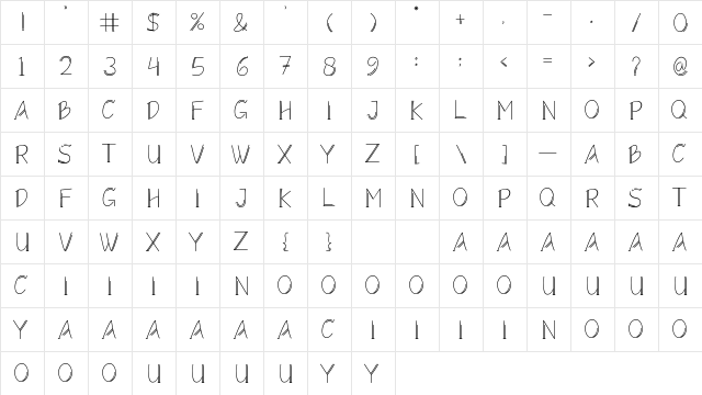 Monolism Bold  glyph index