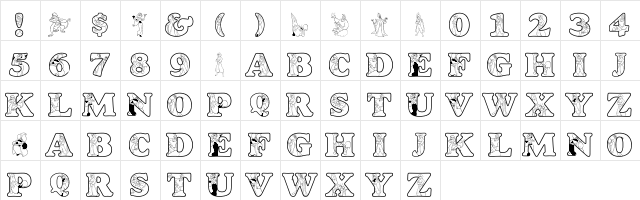 LMS A Whole New World Regular  glyph index