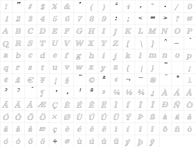 IrisBeckerGradoW BoldItalic  glyph index