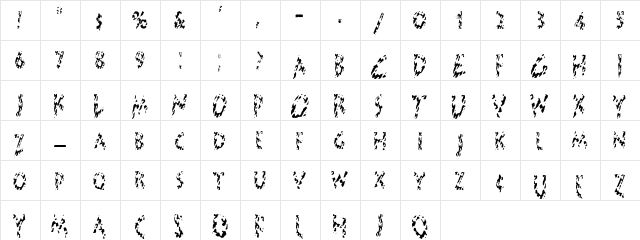 Hot Buttered Giraffe Regular  glyph index