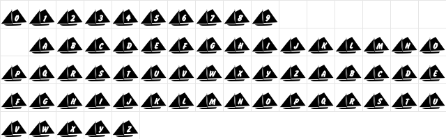 101! Jake's Sailing Regular  glyph index