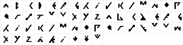 Xfus Regular  glyph index
