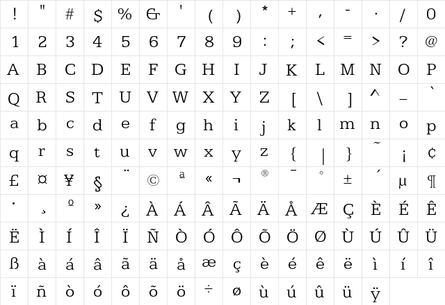 Egyptian505EF Light  glyph index