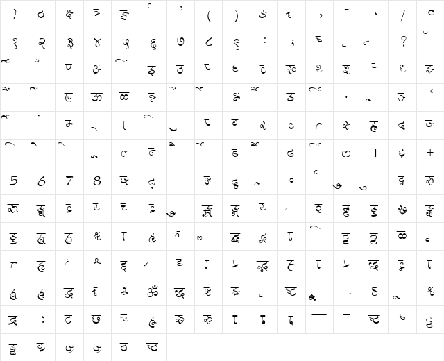 AkrutiDevManorama Normal  glyph index