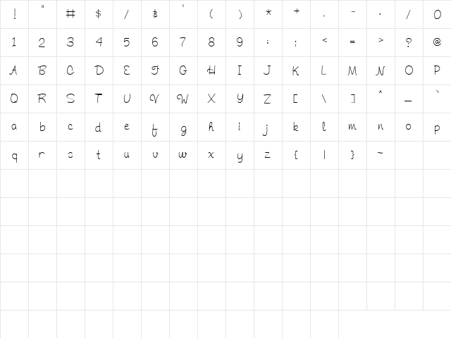 Doodle Script Regular  glyph index