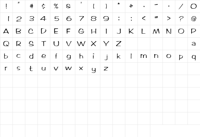 CandooSSK Regular  glyph index