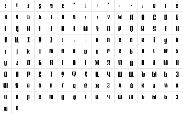 DS Thompson Regular  glyph index