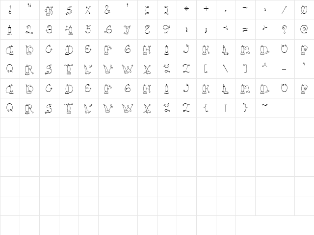 LD Vacuum Regular  glyph index