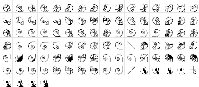 NautilusTwo Regular  glyph index