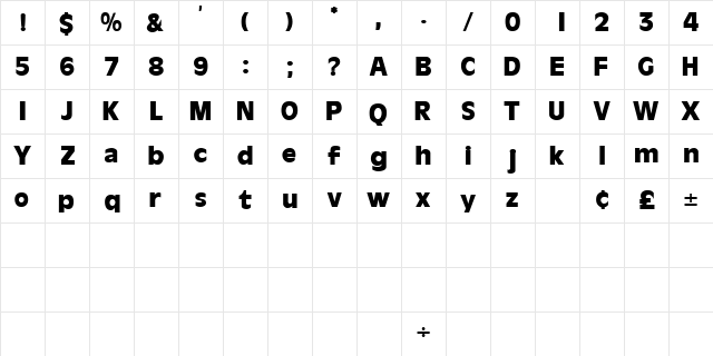 CartesDisplaySSi Regular  glyph index