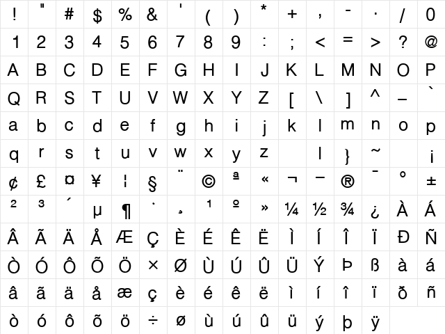 ContextLightSSK Bold  glyph index