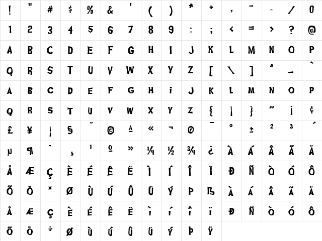 Ghoulish Fright AOE Regular  glyph index