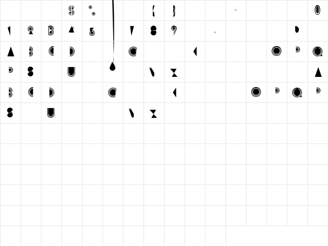 Detroit 1 Regular  glyph index