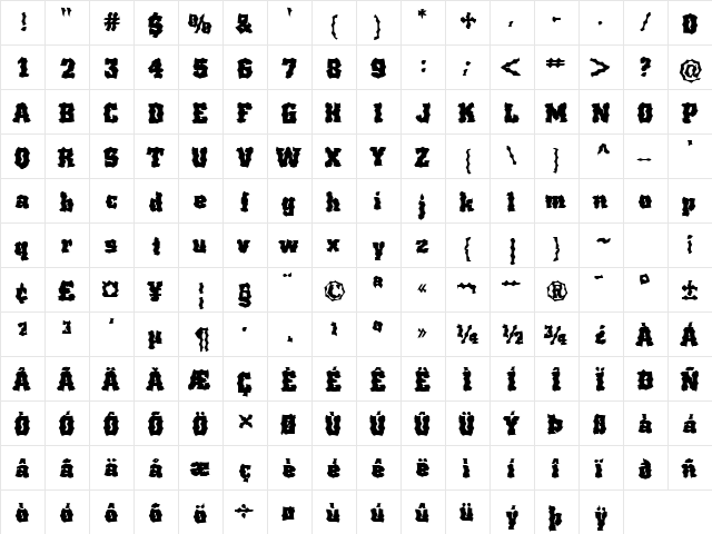 FZ WACKY 67 Normal  glyph index