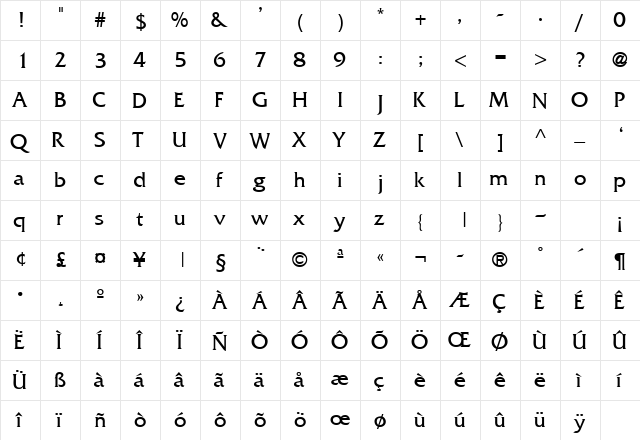 MusterLightSSK Regular  glyph index