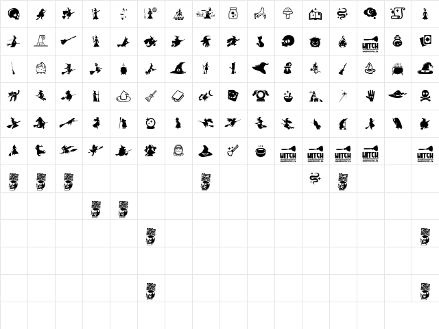 Witch Regular  glyph index