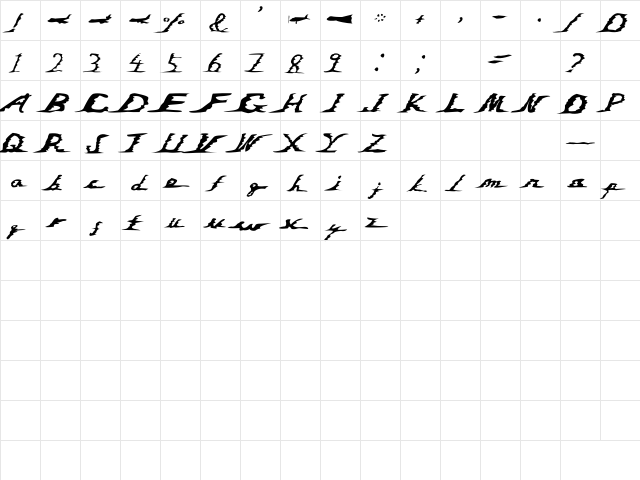 I'm NOT Weapon Regular  glyph index