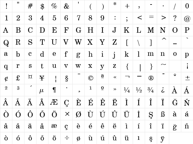 00423 Regular  glyph index