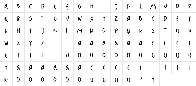 Badass Holliday Demo Sans  glyph index