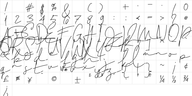Challista Alternative  glyph index