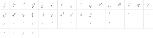 Grandiose Regular  glyph index