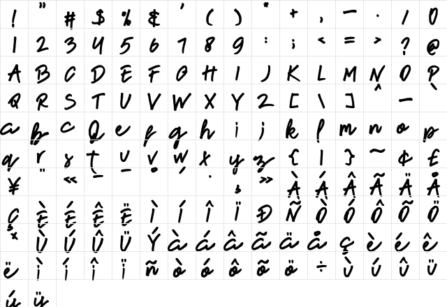 newfrench Regular  glyph index