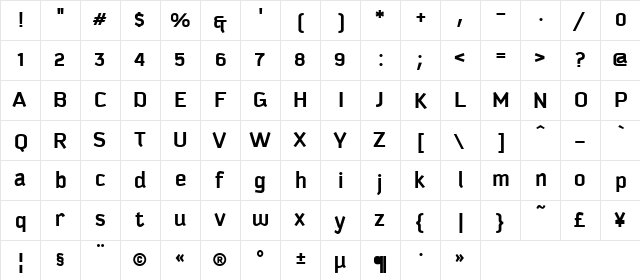 Kautiva Greek Bold Regular  glyph index