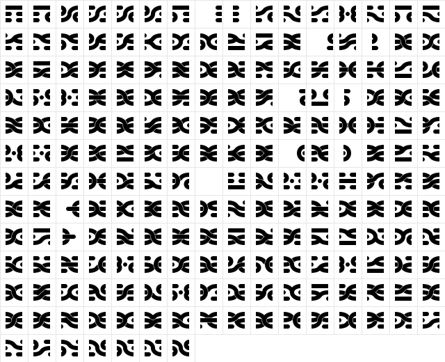 3Strands Regular  glyph index