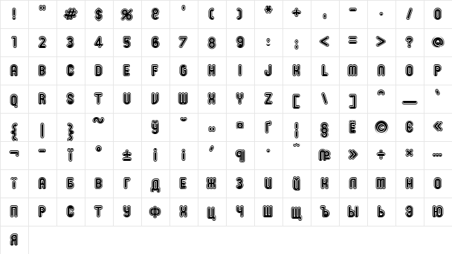 RonInsetE Extra Bold  glyph index