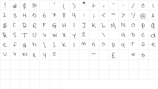 LexiFont4 Medium  glyph index