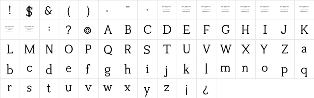 Tugano DEMO  glyph index