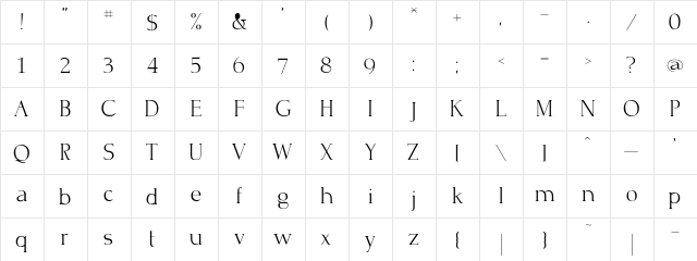 CrispLightC Regular  glyph index