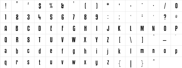 Maggi Terrace Regular  glyph index