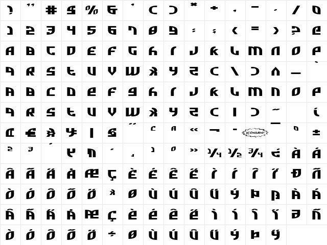 Zone Rider Ultra Expanded Ultra Expanded  glyph index