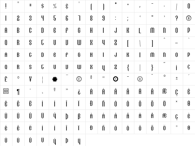 Lithia Light  glyph index