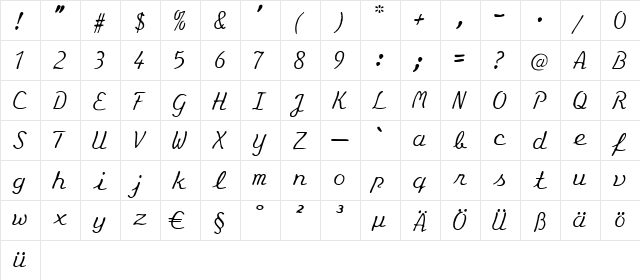 Eminenz Regular  glyph index