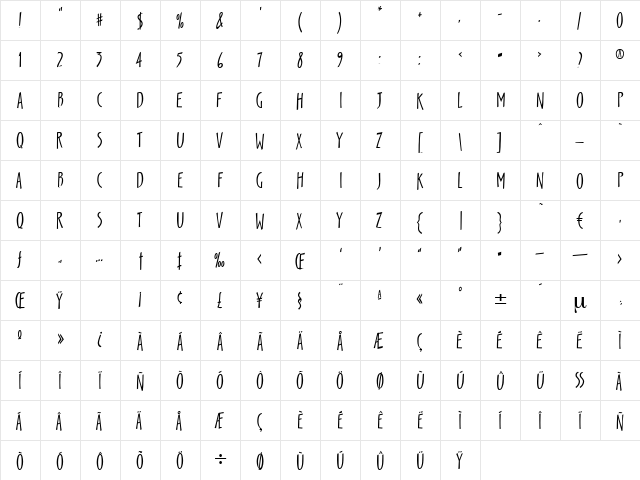 Episode Regular  glyph index