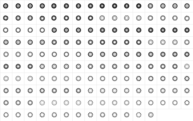 Matomato Regular  glyph index