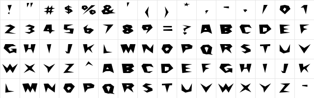 Saguaro Regular  glyph index