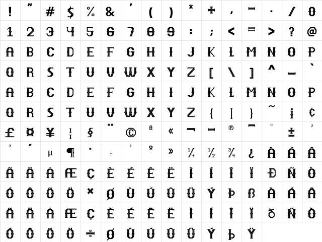 SENTHIR Regular  glyph index