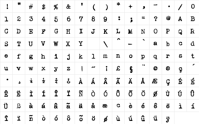 Ieicester Bold  glyph index