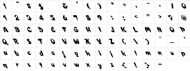 Croissant Lefty Regular  glyph index