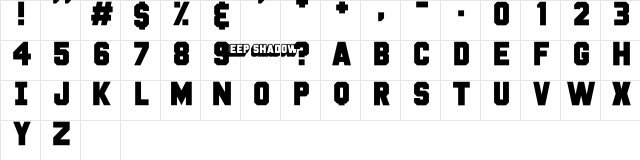 Deep Shadow Over Regular  glyph index