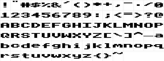 Beeb Mode Two Regular  glyph index