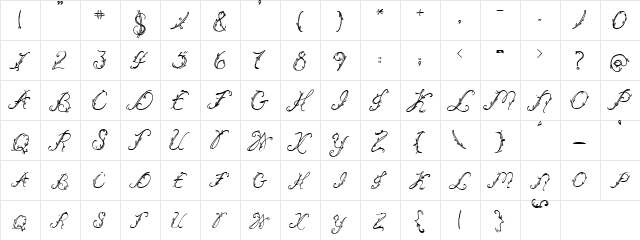 PC Vine Regular  glyph index