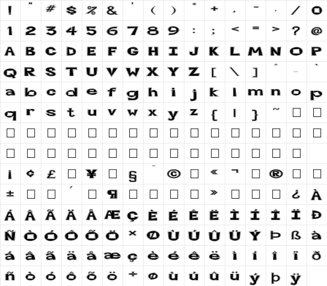 FZ JAZZY 7 CONTOUR EX Normal  glyph index
