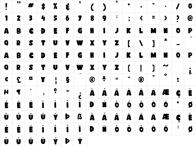 Cheese Butter Cream Regular  glyph index