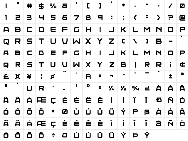 Neutron Dance Condensed Regular  glyph index