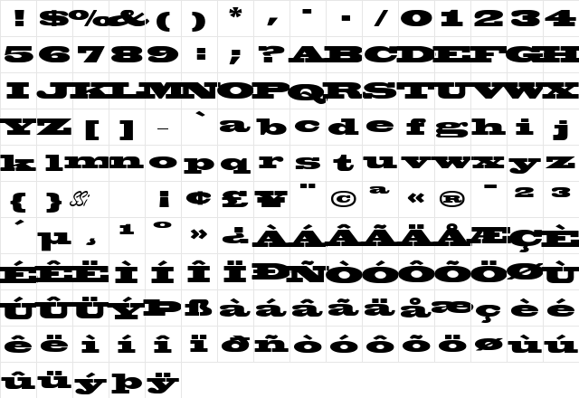 Wanted Poster SSi Black  glyph index